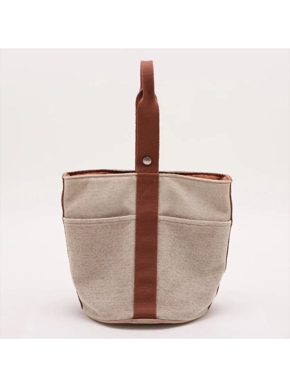 Hermes Saxo MM Leather Canvas Handbag